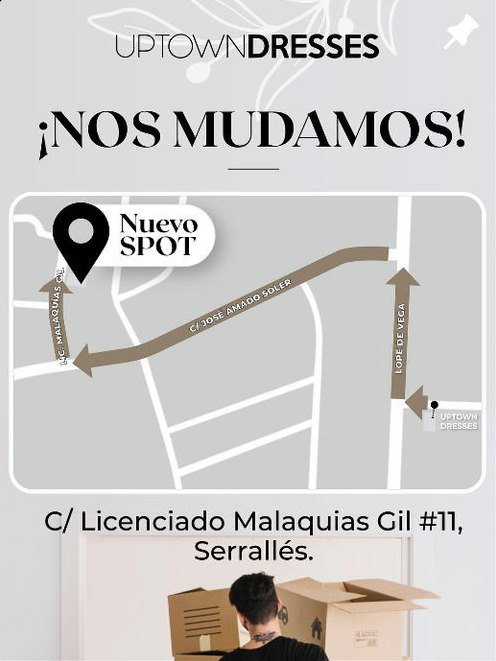 Aviso de Nos mudamos con el mapa de la nueva ubicación en Serrallés